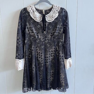 Free People Talk that Talk Peter Pan Collar Fit and Flare Lace Dress Free People Talk that Talk Peter Pan Collar Fit and Flare Lace Dress