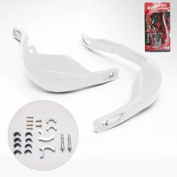 Garde-mains alu blanc pour guidon moto 22mm 28mm universel cross trail