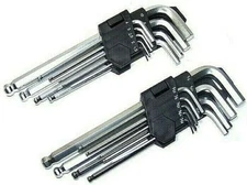 18 pc Hex Key Wrench Ball End Metric and SAE Set Allen Wrench Long & Short Arms