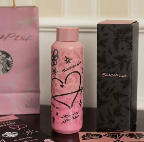 New Starbucks Blackpink Stainless Steel Vacuum Cup Thermos w/ Gift Box 20oz Hot - Bild 1 von 10