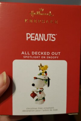 2021 Hallmark Keepsake Peanuts All Decked Out Ornament Spotlight on Snoopy NIB 
