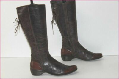 Bottines En Cuir Marron Foncé Désir Fuite - Taille 37 - Occasion Très Bon état - Lacets Arrière