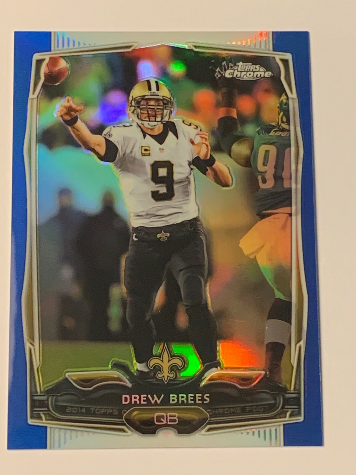 2014 Topps Chrome Drew Brees Saints #17 BLUE Refractor 058/199