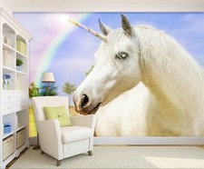 3D Rainbow Unicorn 5446 Wallpaper Mural Wall Print Wall Wallpaper Murals US Coco