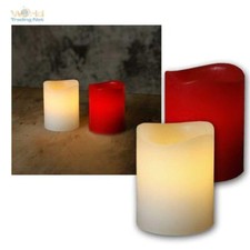 2 tlg Set Mini LED Echtwachs-Kerzen, 60x50mm, flackernd Wachs Kerze mit TIMER
