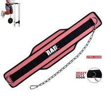 RAD Neoprene Dipping Belt Weight Lifting Gym Dip Belt With Metal Chain - Pink