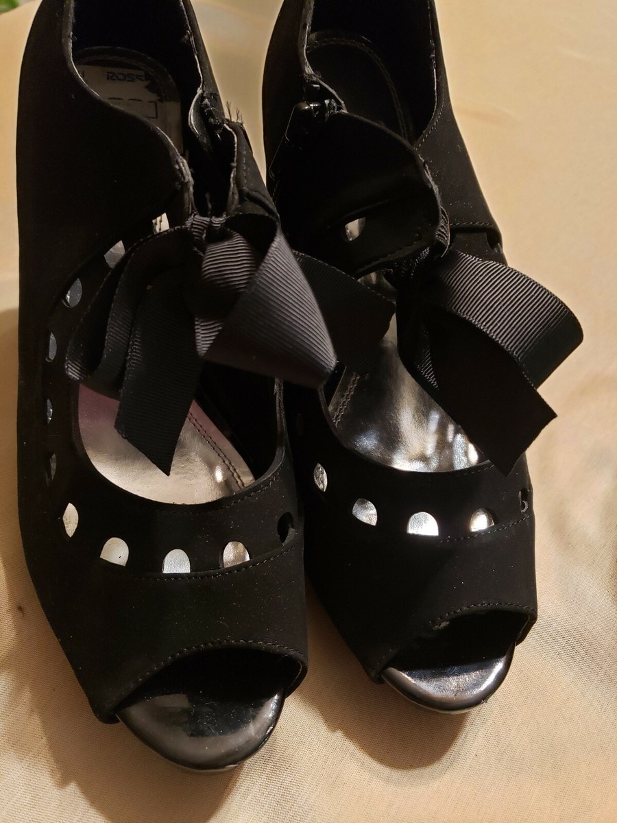 Impo lot of pairs Black Fabric Front Tie with Back Zipper Heels