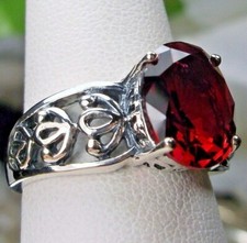 Ruby Ring, 3ct Simulated Gem, Sterling Silver Filigree Made To Order D114