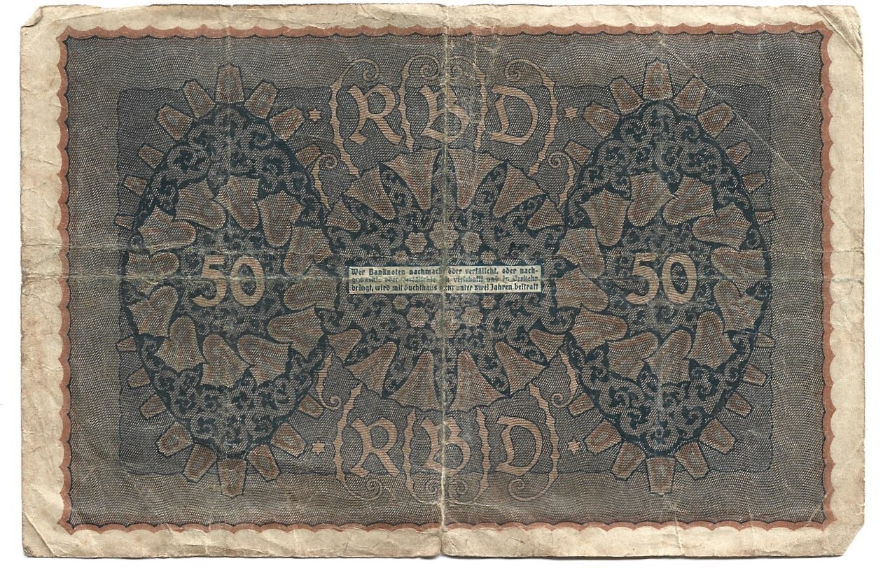 1919 REICHSBANK 50 FUNFZIG MARK - FREE SHIPPING | eBay