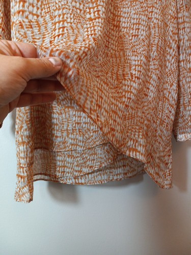 Susan Graver Womens Semi Sheer Rust Brown Patterned Long Sleeve Blouse Size 4 - Imagen 7 de 13