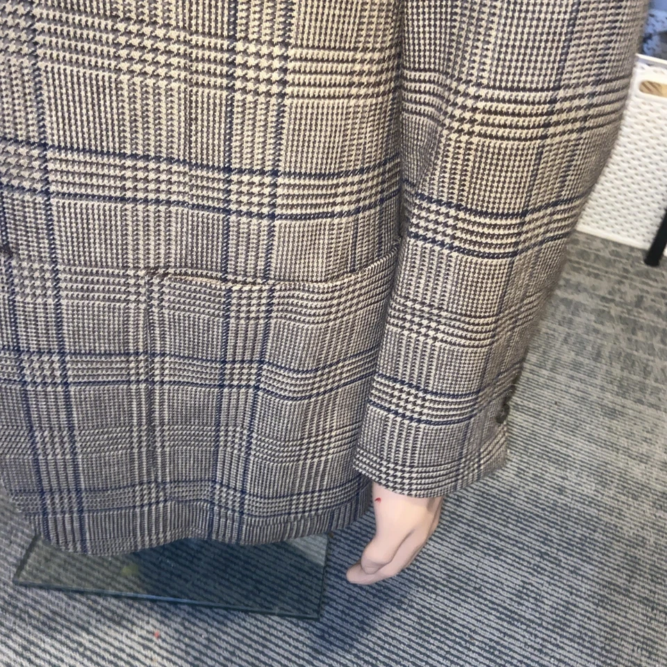 Saks Fifth Avenue x Crittendens Brown Glen Check Windowpane Wool Sportcoat 40R - Image 4 of 4