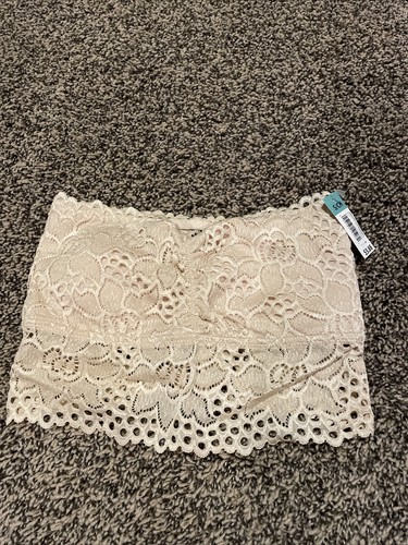 No Boundaries Long Line Lace Bandeau Size SMALL Buff Nude NEW