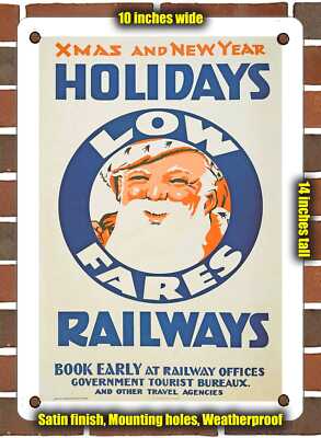 Metal Sign - 1934 37 Xmas and New Year Holidays Low Fares Railways - 10x14''