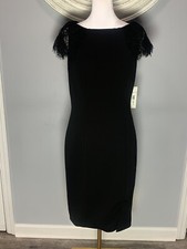 NWT Eliza J Black Flutter Lace Sleeves Black Dress Size 8 - Gorgeous Glamorous
