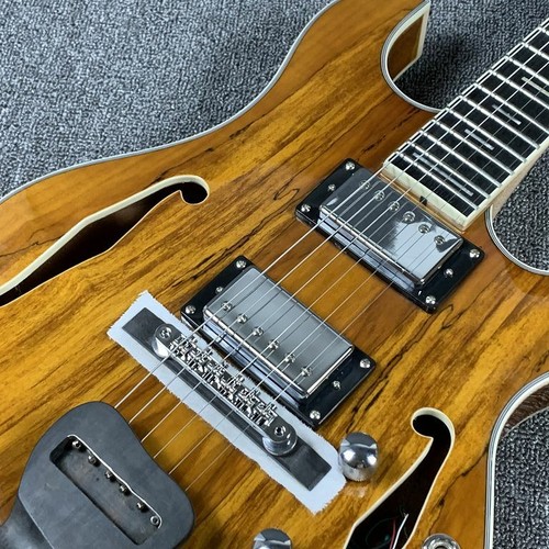 Chitarra elettrica Languedoc corpo semi cavo acero diviso top tastiera ebano - Foto 3 di 10