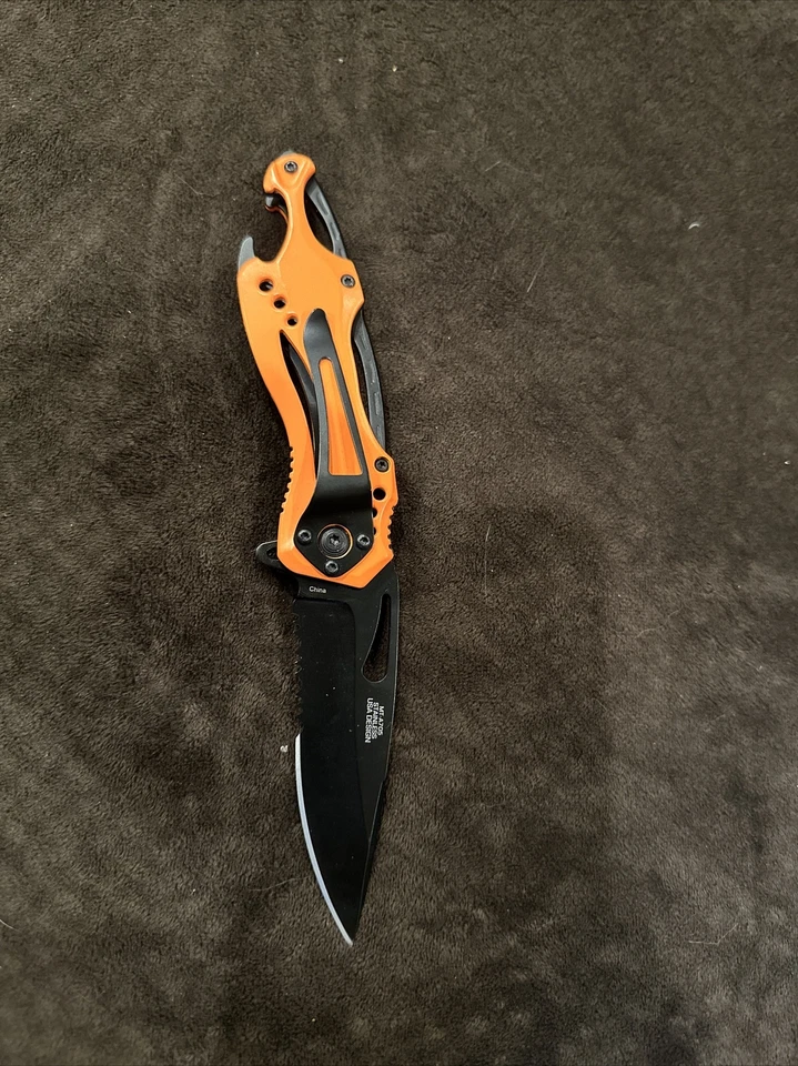 MTech Linerlock A/O Folding Pocket Knife Neon Orange - MT-A705NOR - Image 4 of 4