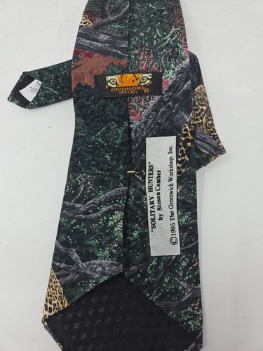 Vintage Endangered Species Cheetah 100% Silk Tie Solitary Hunters 1995 USA 4" - Picture 4 of 7