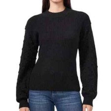 NWT Women's Light Heather Black VINCE CAMUTO Bobble Stitch Sleeve Sweater Size S