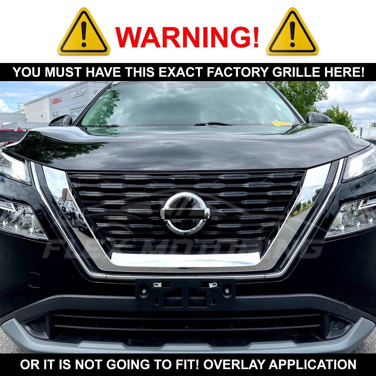 Black Grille Grill Overlay Trim 2 Piece FOR 2021-2023 Nissan Rogue