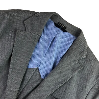 Massimo Dutti Men s Unlined Knit 2-Button Blazer Elbow Patches Gray   US 44 S