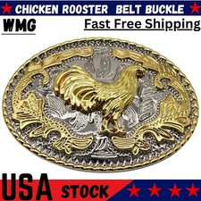 Chicken Rooster Western Rodeo Gold Tone Design Fashion Cowboy Belt Buckle