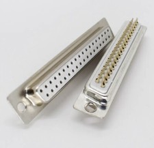 2 Pcs Gold Pin 37pin 2 Row D-Sub Female Socket Solder Chassis Connector RS232