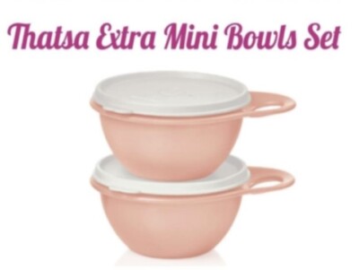 Tupperware THATSA EXTRA MINI BOWLS (2) ~ Pink ~ 2.5 Cups ~ Mixing Serving ~ NEW!