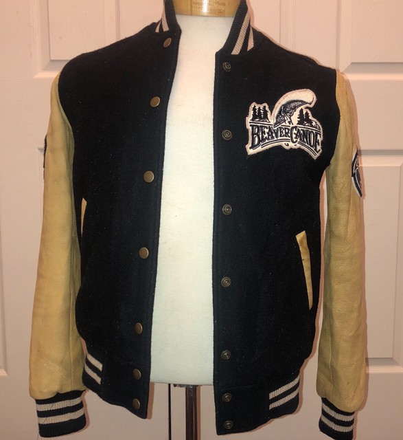 Vintage Roots Jacket Beaver Canoe Varsity jacket Leather Wool jacket