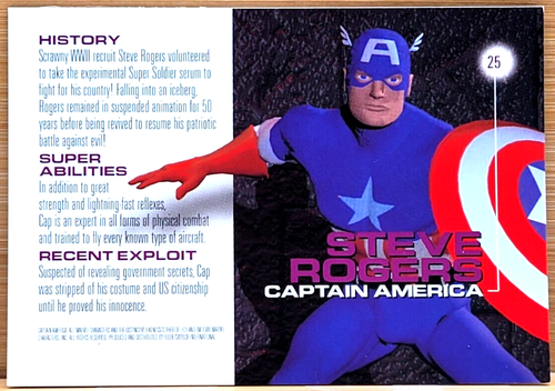 CARTOLINA CAPTIAN AMERICAN 1996 MARVEL MOTION FLEER/SKYBOX #25 - Foto 2 di 2