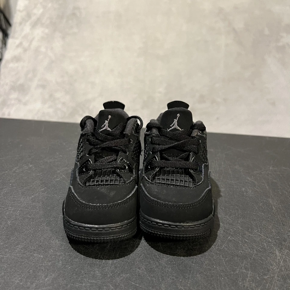 Nike Jordan 4 Retro TD Zapatos Niño Pequeño Talla 6C Negro Gato Triple Negro BQ7670-010 Foto 2 de 4