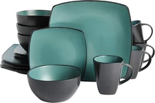 Gibson Soho Lounge 16-Piece Matte Jade Stoneware Dinnerware Set for 4
