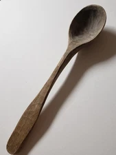 Antique Signed Colonial Type Primitive Hand-Carved Eating Wooden Spoon Folk Art