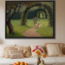 Dog Poodle Canvas Print Nature Oil Painting Rustic Home Decor Wall Art Decor