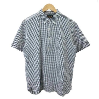 BEAMS+ XL Men s Indigo Seersucker Short Sleeve Button Front Shirt Blue