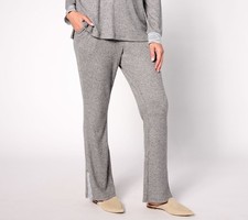 Isaac Mizrahi Live Women's Petite Pants PL Rib Knit Pull on Slight Gray A628052