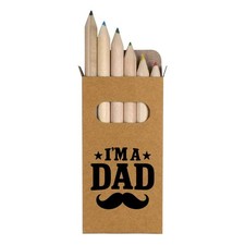 6 x ' I'm a Dad Moustache Design' Short Colour Pencils PE00078818