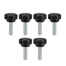M6x20mm Male Thread Round Knurled Clamping Knobs Grip Thumb Screw on Type 6pcs