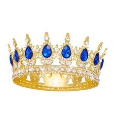 YOUlDIANZI Queen Crown Rhinestone Wedding Crowns and Tiaras for Gold Blue Crown