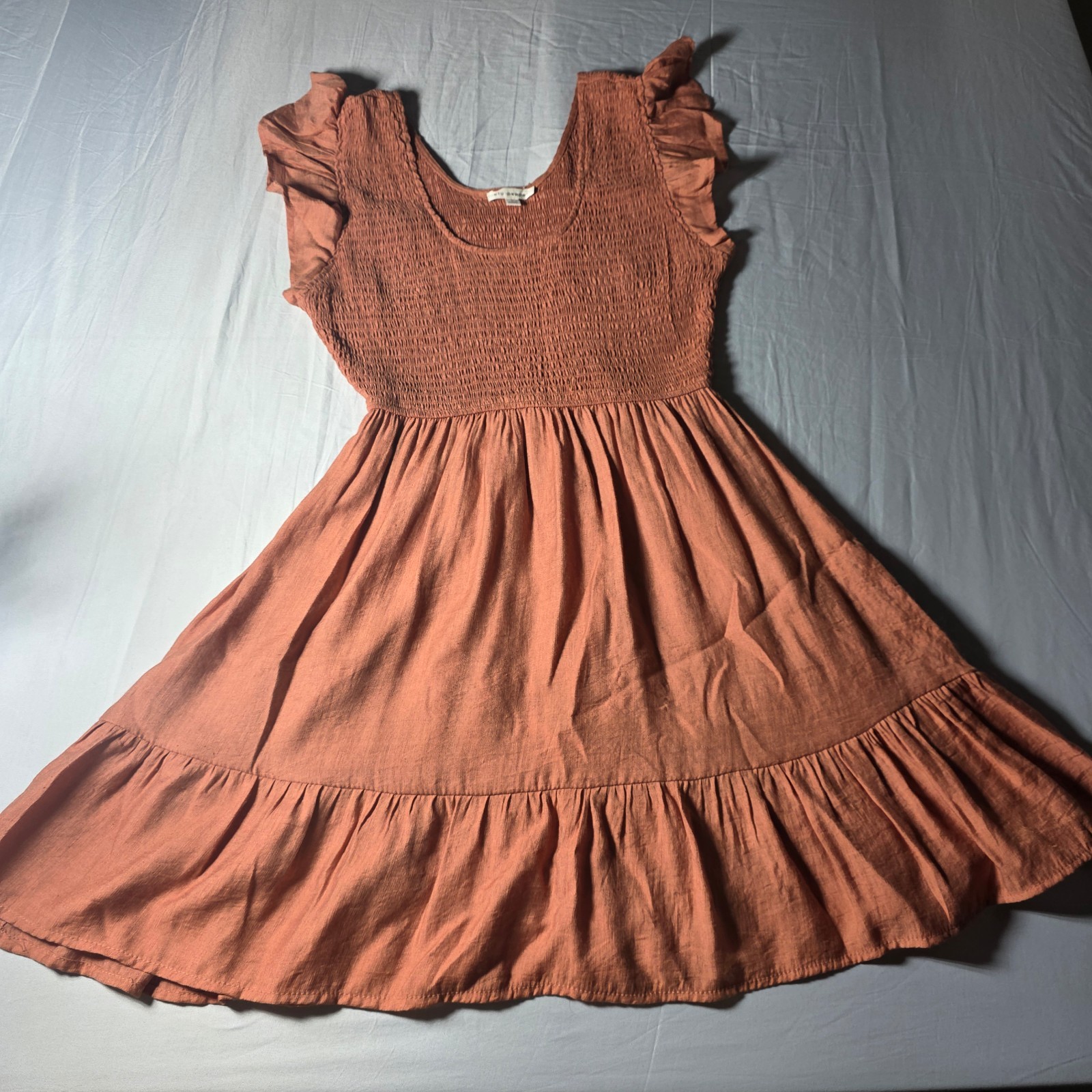 Blu Pepper Women's Size Large Pinkish Red Ruched Bodice Sleeveless Dress