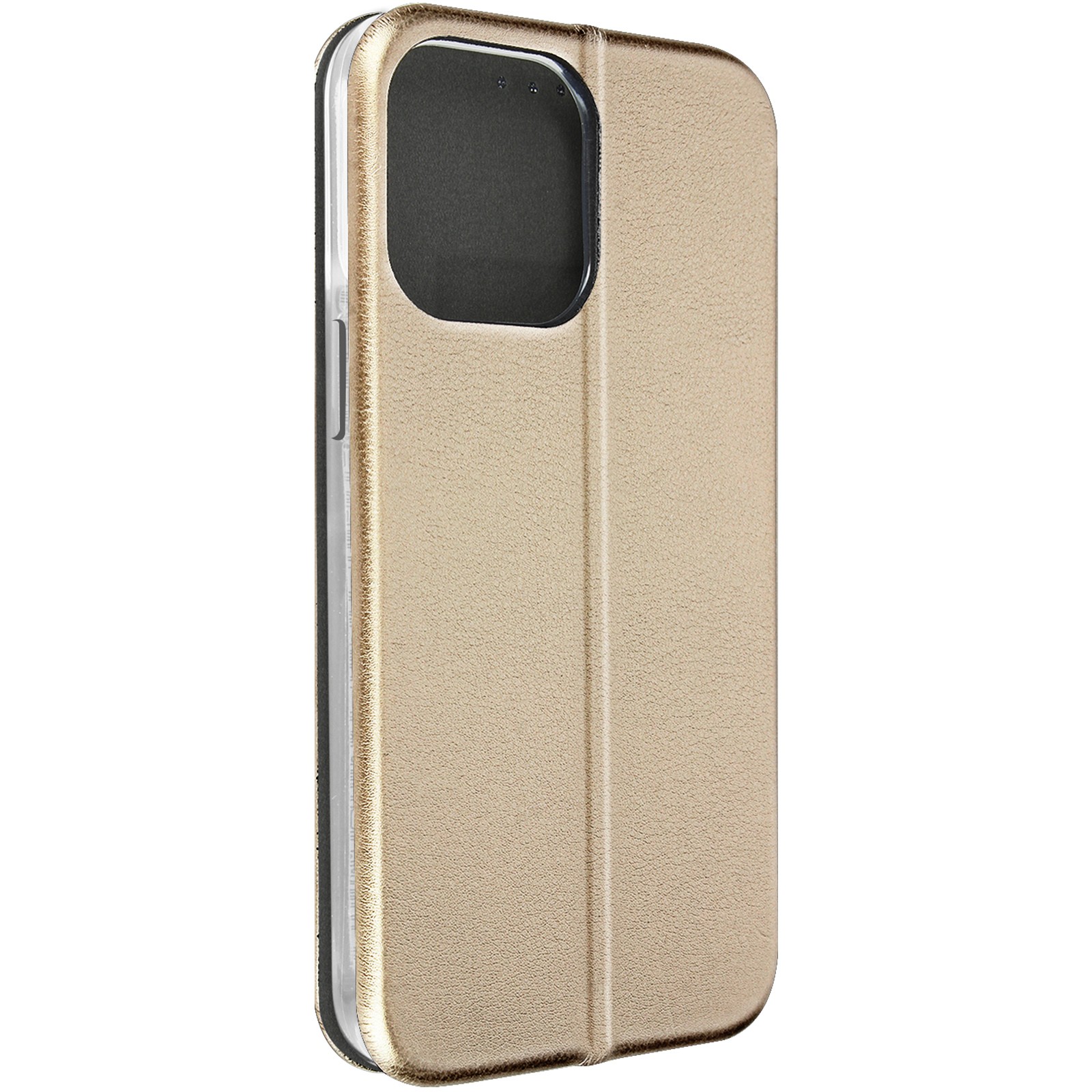 Coque iPhone 14 Pro Max avec porte-carte et support vidéo intégré doré