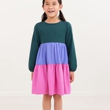 Hannah Andersson Colorful tiered Dress with Long Sleeves Sz 140 cm 10 US
