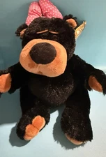 Wildlife Critters Jillie Bear Plush Black Bear Pink Bow Wilcor RBI Stuffed  12”