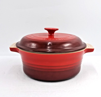 Le Creuset Heritage Stoneware Round Covered Casserole Dish w/ Lid - Cerise Red