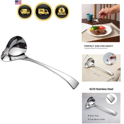 7-Inch Small Sauce Ladle with Pour Spout 18/10 Stainless Steel Drizzle Spoon ...