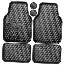 Deep Tray Rubber Car Mats, Heavy Duty All-Weather Floor Mat Full Set All Black
