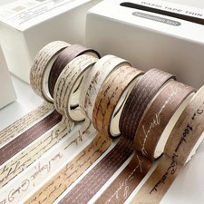 Retro Washi Tape Set 8 Rolls Skinny Vintage Decorative Adhesive Masking Tapes De