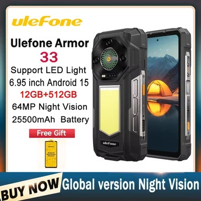 Ulefone Armor 33 4G Rugged Phone 12GB+512GB 6.95'' NFC 25500mAh LED Light Global