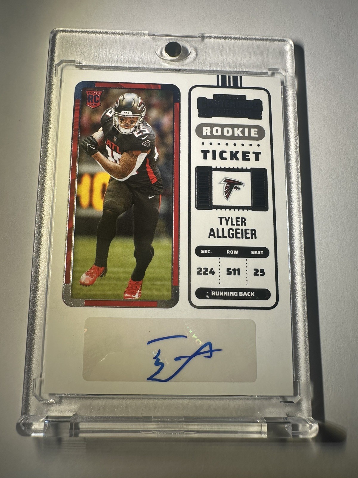2022 Contenders TYLER ALLGEIER RC Rookie Ticket Stub Auto /25 #221 FALCONS L917