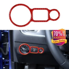 Red Carbon Fiber Headlight Switch Cover Trim for Dodge Charger 2010+ Accessories