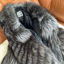 SAGA FOX Silver Fox Long Fur Coat Women's Size L Authentic Brand New